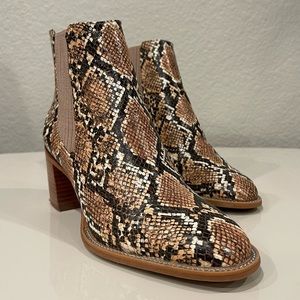 Vince Camuto Jentilly Leather Snake Print Chelsea Boots